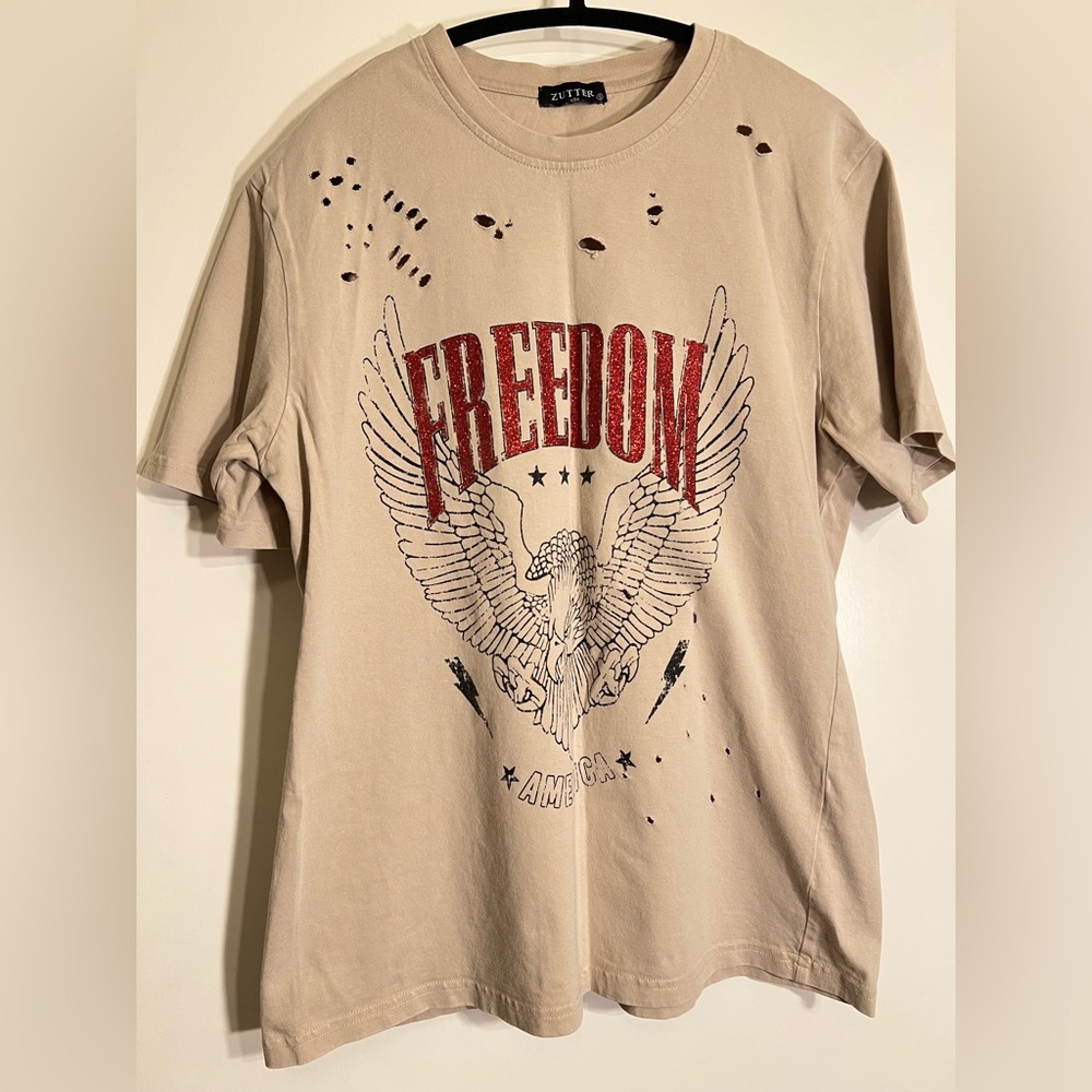 Zutter Freedom Beige Graphic T-Shirt